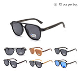 VZB043 Gafas de sol polarizadas cuadradas de bambú para mujeres y hombres al por mayor 1 docena (12 piezas)